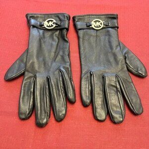 Women's Michael Kors Black Leather Gloves Size Medium